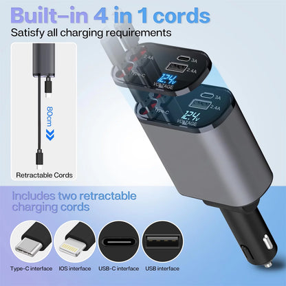 4 in 1 Retractable Car Charger