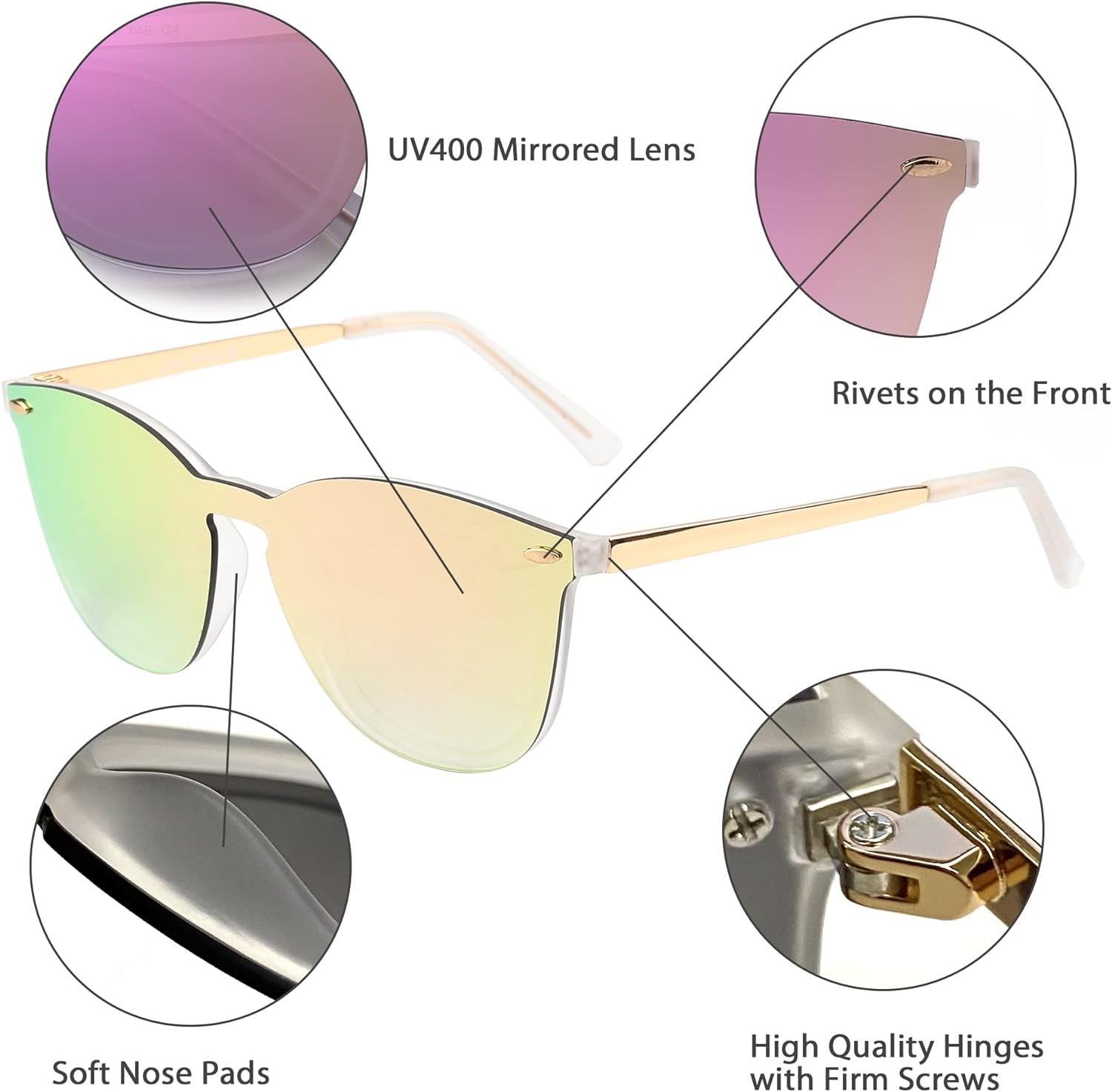 Trendy Rimless Mirrored Sunglasses 