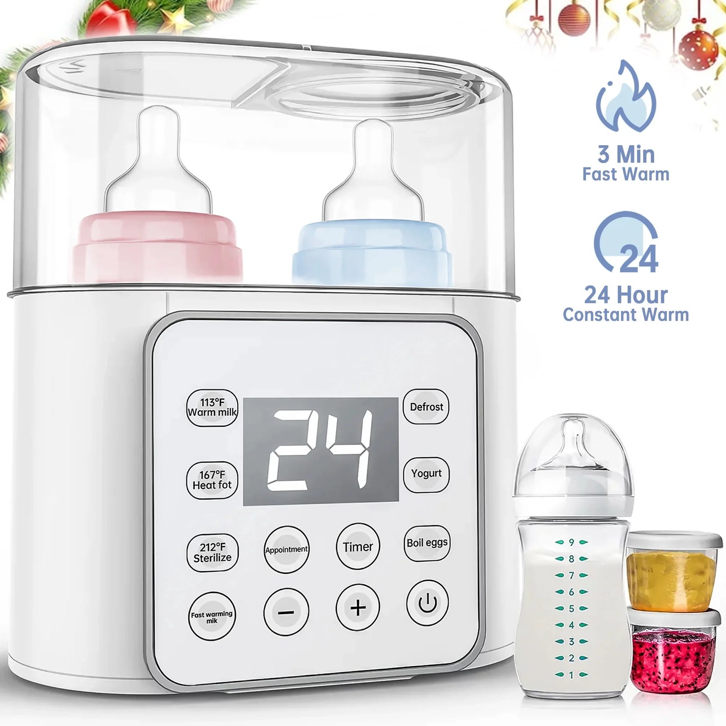 Baby , 9 in 1 Double Bottles Milk Warmer 