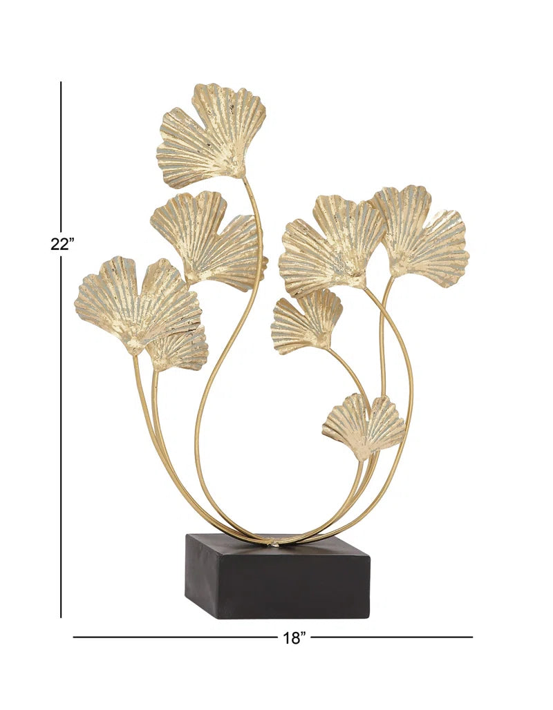 Metal Curved Floral Decorative Sculpture