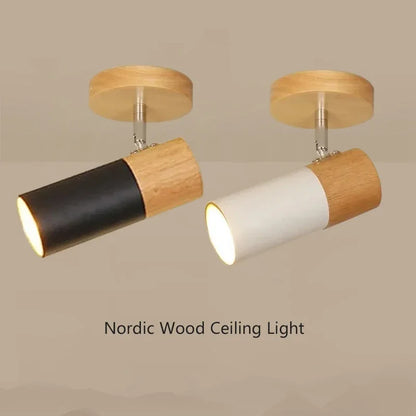 Wood Ceiling Light Rotatable Decorate