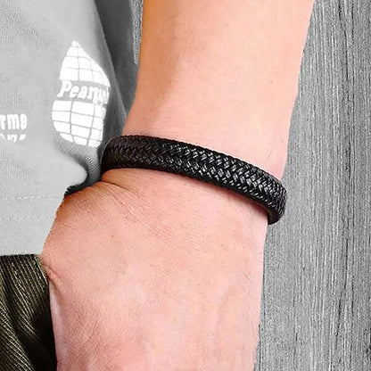 Black PU Leather Magnetic Bracelet