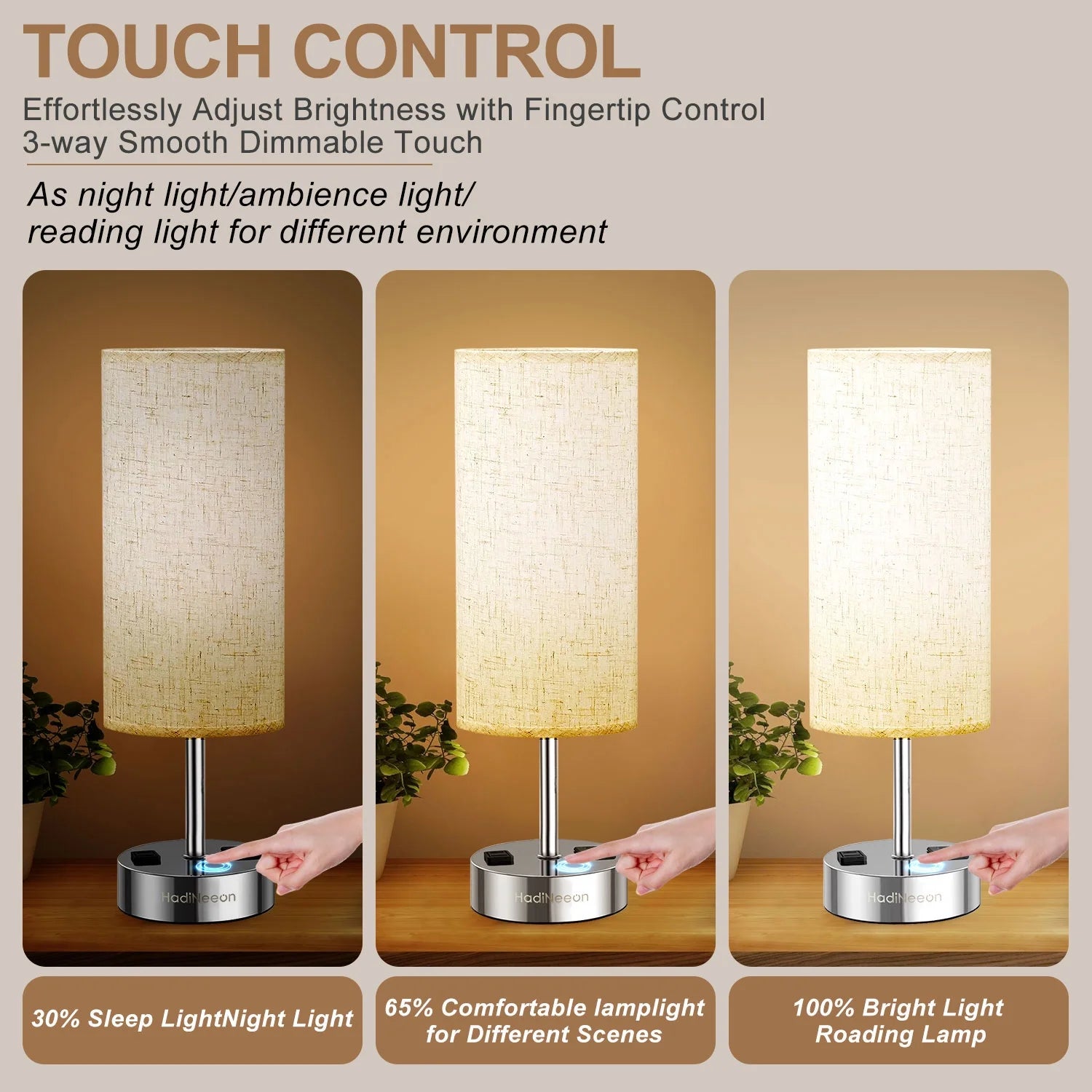 Table Lamp with 3-Way Dimmable Touch