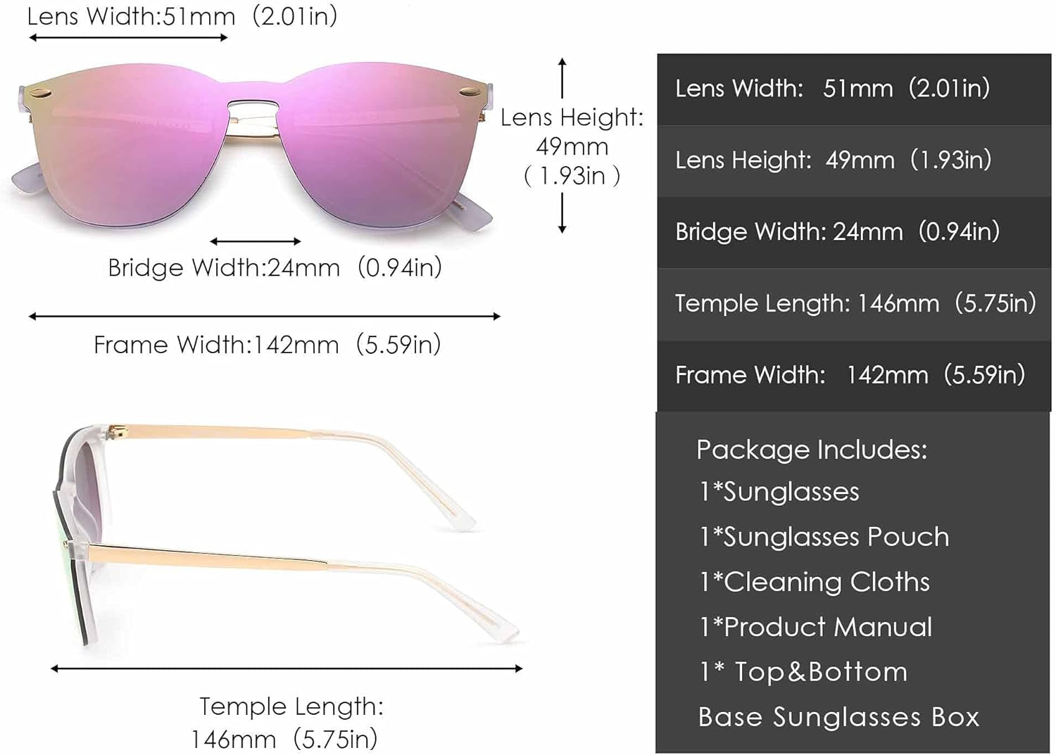 Trendy Rimless Mirrored Sunglasses 