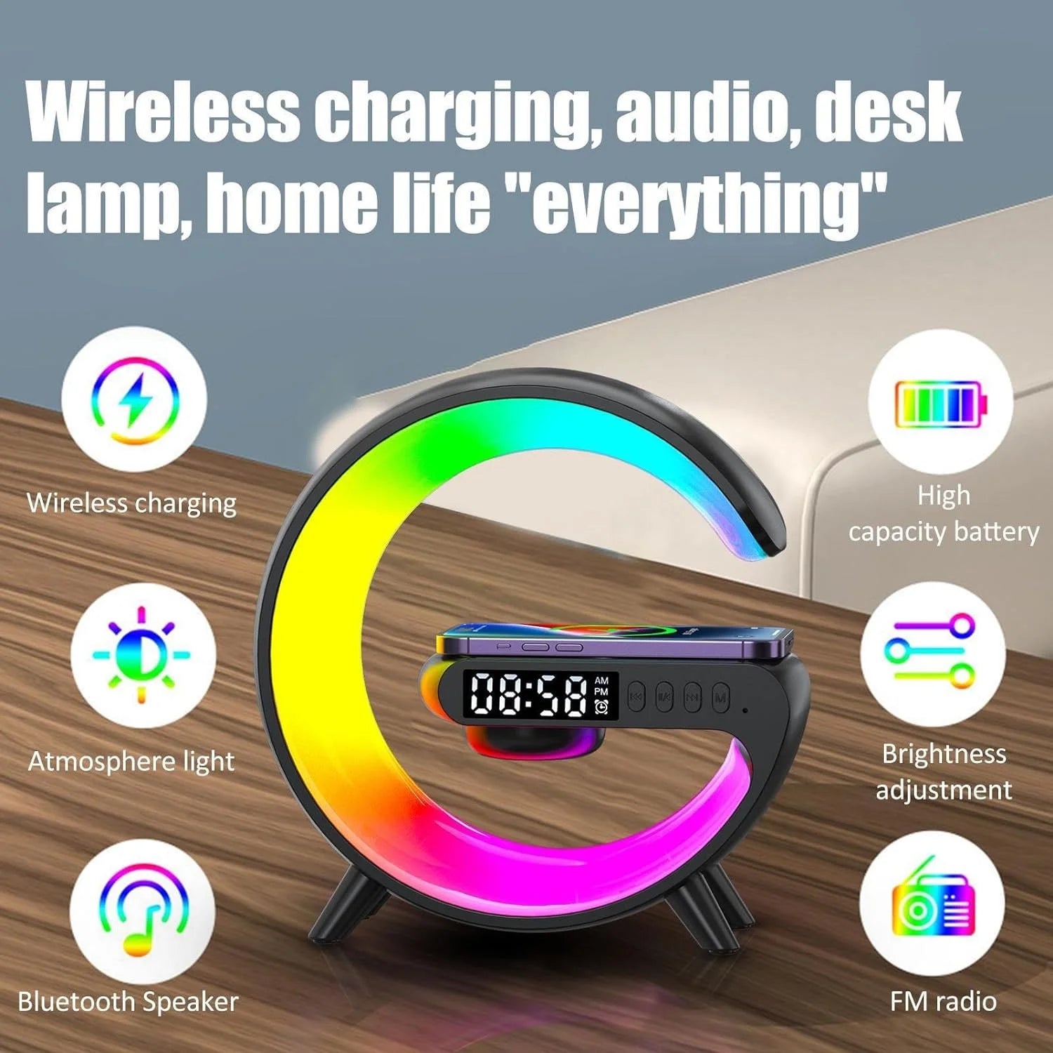 Wireless Charger Lamp Bluetooth Speaker 