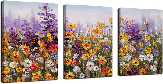 Flower Wall Art Daisy Colorful Canvas