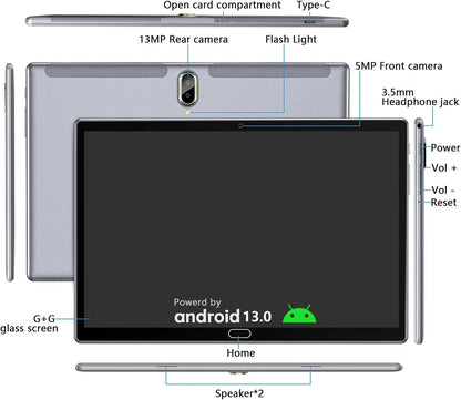 Android 13 Tablet 10 Inch 