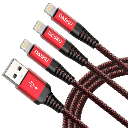 3 Pack 3 FT Lightning Cable Certified Iphone Charger