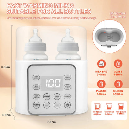 Baby , 9 in 1 Double Bottles Milk Warmer 